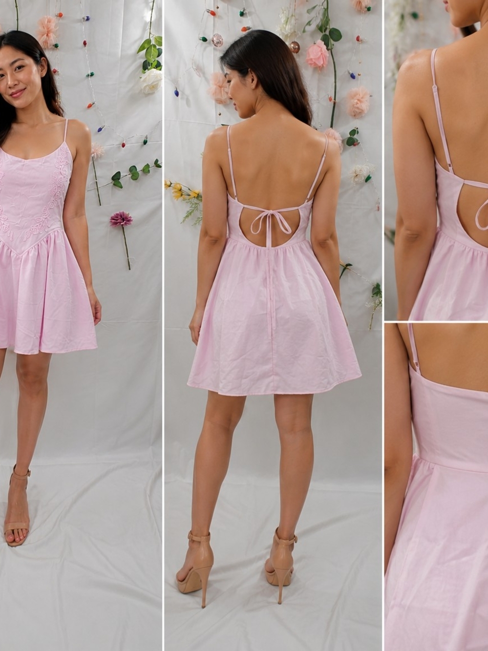 wild fable Light Pink Mini Dress with Lace Accents - Picture 2 of 2